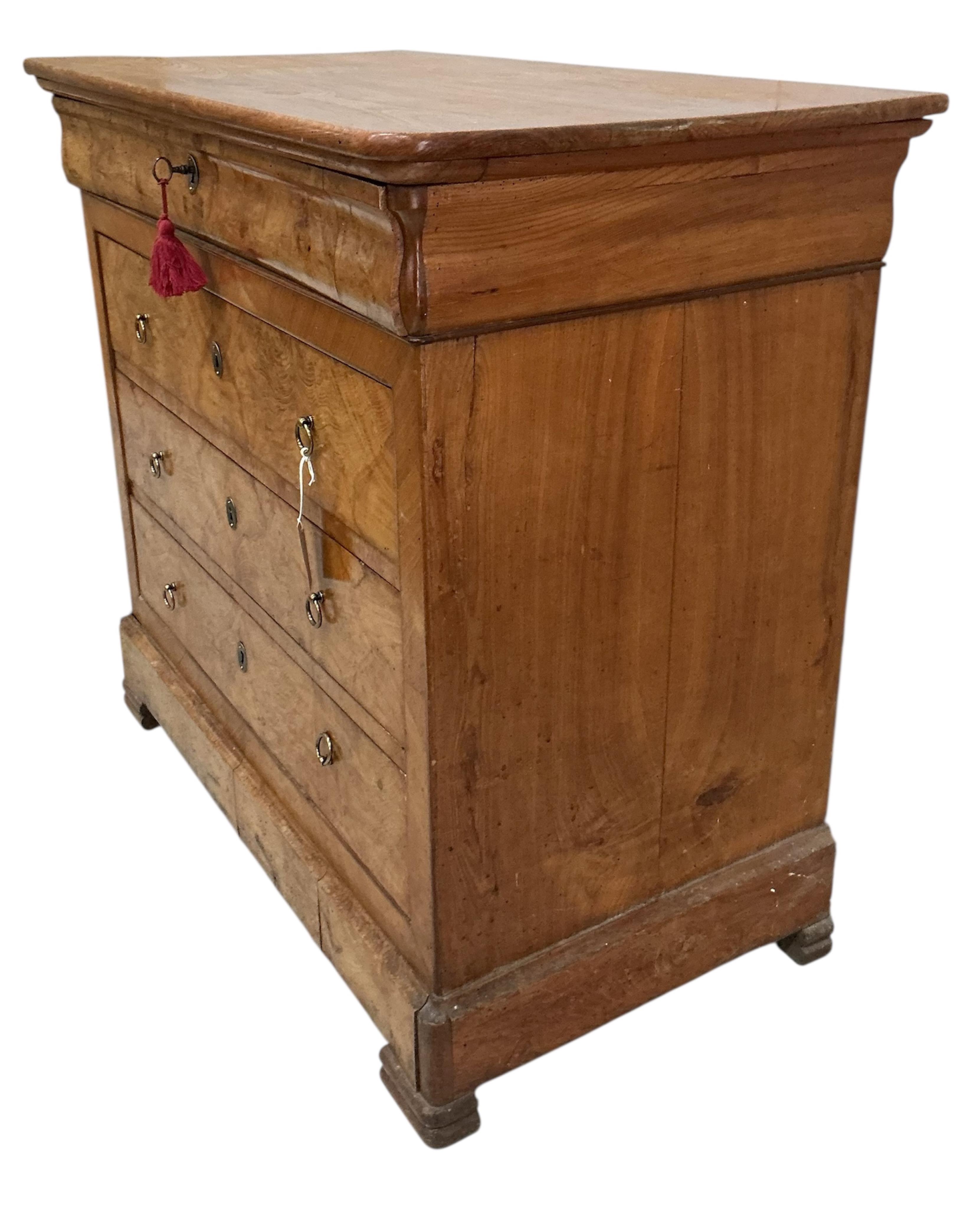 A 19th century French elm commode, width 104cm, depth 56cm, height 96cm